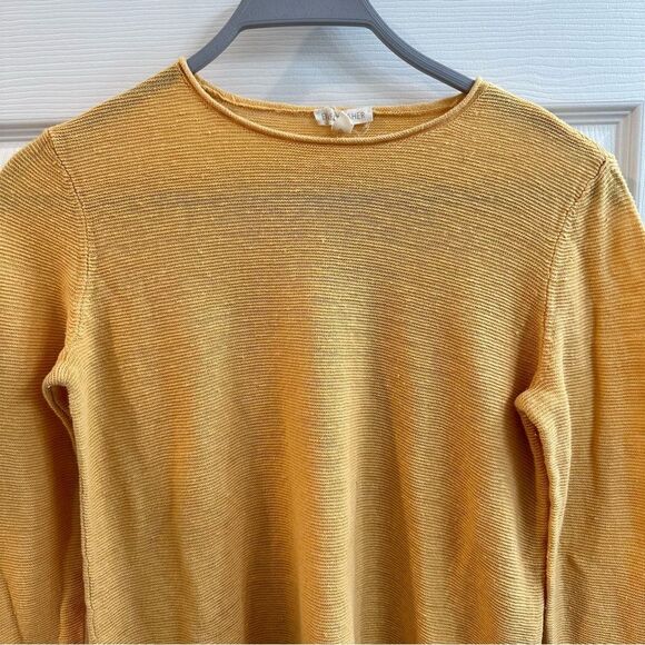 Eileen Fisher Sweater Round Neck Yellow Orange Organic Linen size small - Picture 4 of 8